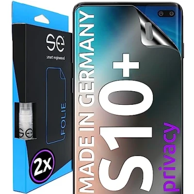 Abbildung von S.E für Samsung Galaxy S10 Plus Schutzfolie privacy Blickschutz Folie 2x Folien im SET aus Deutschland, Anti Spy Folie, staubfrei und blasenfrei, Sichtschutz