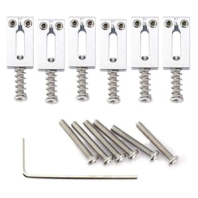 Abbildung von Musiclily Ultra 10,5mm Moderner Messing Saitenreiter Saddles für Strat/Tele Style E Gitarre, Chrom (6er Set)