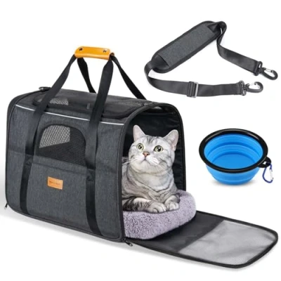 Abbildung von morpilot Transportbox Katze Katzen transportboxen, Faltbare katzentasche transporttasche, hundetragetasche Transporttasche mit Einstellbar Schultergurt katzenbox für Kleiner Hund Welpe