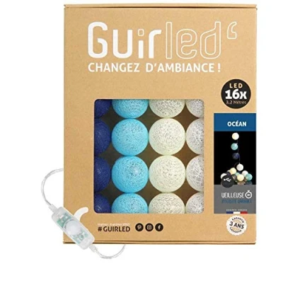 Abbildung von GuirLED LED Baumwollkugeln Lichterkette USB Baby Nachtlicht 2h Dual 2A Netzteil enthalten 3 Intensitäten 16 Kugeln 1.6m Océan