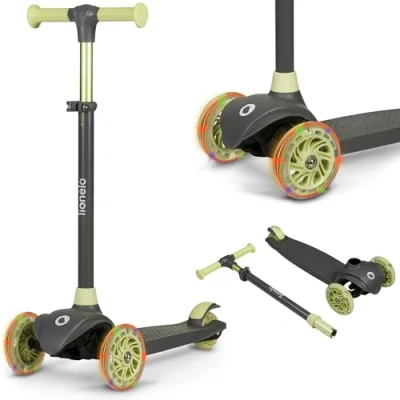 Abbildung von LIONELO Jessy Premium Dreirad Kinderroller mit LED Rädern für Kinder 3 Jahre bis 50 kg, Höhenverstellung und Rutschfester Plattform, Faltbarer Kinderroller. Kinderscooter ab Kleinkind Junge Mädchen