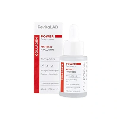 Abbildung von RevitaLAB Power Face Serum mit Kollagen und Matrixyl ™ Ein konzentriertes Produkt, das speziell für eine wirksame Hautpflege gegen Zeichen des Alterns entwickelt wurde