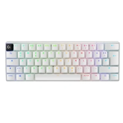 Abbildung von Logitech G PRO X 60 LIGHTSPEED kabellose Gaming Tastatur, ultra kompakte mechanische 60% TKL LIGHTSYNC RGB, Doubleshot PBT Tastenkappen, optische taktile, Windows PC, QWERTZ DE Weiß
