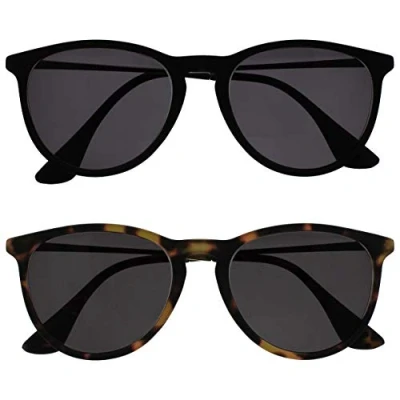 Abbildung von OPULIZE Jet Sonnenbrille 2er Pack Stilvoller großer Designer Rahmen Kratzfest Getönte Linse UV400 Schutz Schwarzgummierte Vorderseite Schildpattbraune Herren Damen SS96 12