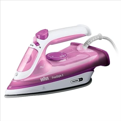 Abbildung von Braun FreeStyle 3 FI3124 PU, Dampfbügeleisen mit FreeGlide 3D Technologie, SuperCeramic Sohle, Ultimate FastClean, Abschaltautomatik, Vertikaldampf, Violett