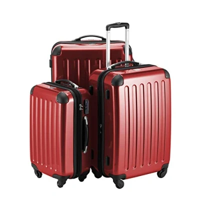 Abbildung von HAUPTSTADTKOFFER Alex 3er Kofferset, Trolley Set, Rollkoffer, Reisekoffer, (S, M &amp; L), Rot