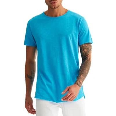 Abbildung von Leif Nelson T Shirt Herren Sommer Rundhals Ausschnitt (Türkis, Größe M), Regular Fit 100% Baumwolle, Casual Basic Männer Kurzarm