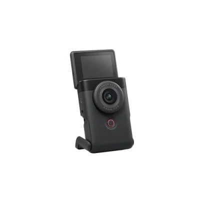 Abbildung von Canon PowerShot V10 Vlogging Kit Kompaktkamera Digitalkamera (Weitwinkel Objektiv, 4k Kamera Videokamera, klappbares Touch Display, Stereo Mikrofon, Stativ, Streaming, YouTube, WLAN) schwarz