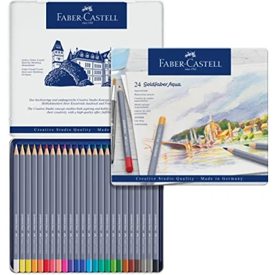 Abbildung von FABER CASTELL 114624 Aquarellstifte Goldfaber, 24 teiliges Buntstifte Set, bruchsicher, vollständig wasservermalbar