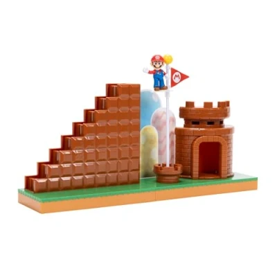 Abbildung von Super Mario Nintendo 2,5 Zoll Kurs Komplettes Spielset von JAKKS Pazifik mit Mini Figur, interaktiver Treppe, Schloss, Fahnenmast und Basisplattform