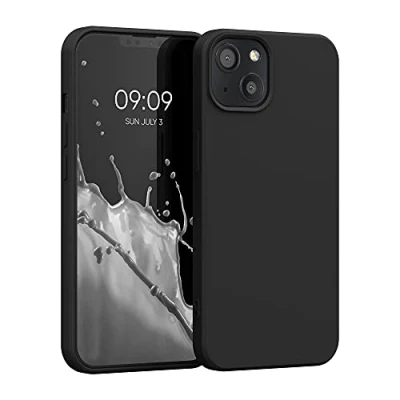 Abbildung von kwmobile Hülle kompatibel mit Apple iPhone 13 gummierte TPU Silikon Handyhülle Schutzhülle für kabelloses Laden Case in Schwarz matt