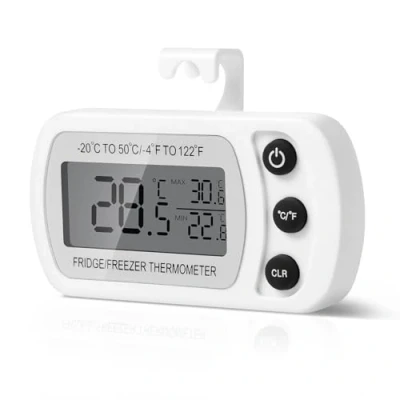 Abbildung von AiQlnu Kühlschrank Thermometer, Magnetische Digitale Gefrierschrank Küchenthermometer mit Haken LCD Display Lesen Max Min Funktion, für Zuhause, Restaurants, Bars, Cafés (Weiß)