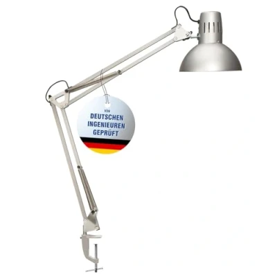 Abbildung von MAUL Schreibtischlampe MAULstudy Verstellbare Klemmleuchte mit Gelenkarm für Büro und Schreibtisch Elegante LED aus Metall Exklusive Leuchtmittel Silber