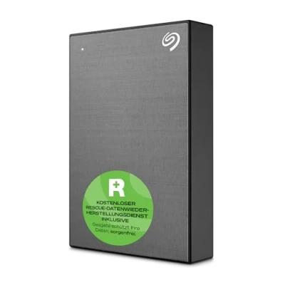 Abbildung von Seagate One Touch 4TB tragbare externe Festplatte, Hardwareverschlüsselung mit Kennwortzugriff, PC, Notebook &amp; Mac, USB 3.0, Space Gray, inkl. 2 Jahre Rescue Service, Modellnr.: STKZ4000404