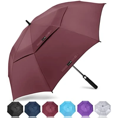 Abbildung von ZOMAKE Regenschirm Sturmfest Groß,XXL Golf Umbrella Stockschirm mit Auf Zu Automatik für Herren Damen Travel Schirm Tragegurt(Rot)