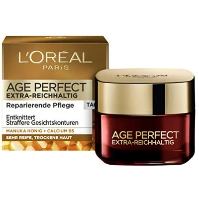 Abbildung von L&#039;Oréal Paris Tagespflege, Age Perfect Extra Reichhaltig, Anti Aging Gesichtspflege, Entknittern und Straffen, Für sehr reife trockene Haut, Mit Manuka Honig Calcium B5, 50ml