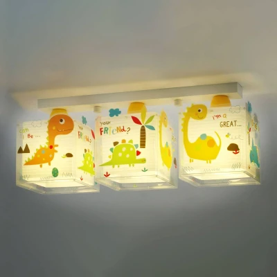 Abbildung von Dalber Lampe mit 3 Lichtern,Dinomotiv,mehrfarbig., 50 x 14 20.5 cm