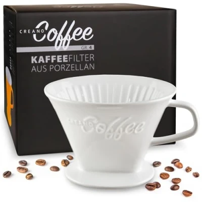 Abbildung von Creano Porzellan Kaffeefilter Filter Größe 4 für Filtertüten Gr. 1x4 Weiß