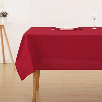 Abbildung von Deconovo Tischdecke Tischdecken Wasserabweisend Tischwäsche Lotuseffekt Tischtuch Tischdeko, 140x240 cm, Rot, 1 Stück