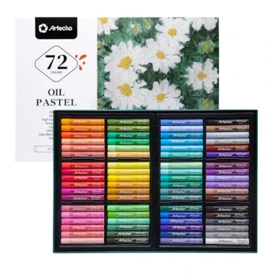 Abbildung von Artecho Ölpastellkreide 72 Strong Color Set, lichtechte Farben, Sanfte Berührung, Einfaches Mischen und Schattieren, Ideal für Künstler, Hobbymaler, Schule.
