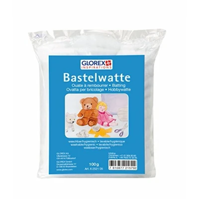 Abbildung von Glorex 6252105 6 2521 5 Bastelwatte, 100 g, weiß, % Polyester, waschbar und hygienisch, flauschiges Füllmaterial für große Füllungen wie Kissen
