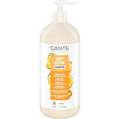 Abbildung von SANTE Naturkosmetik Deep Repair Shampoo Squalan + 3 Fach Protein Komplex, veganes Pflegeshampoo für geschmeidiges und glänzendes Haar, repariert trockenes, strapaziertes 950 ml