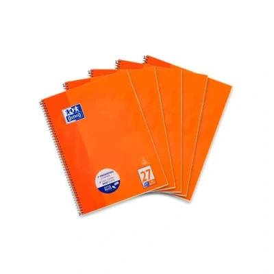 Abbildung von Oxford Collegeblock A4 liniert, 80 Blatt, gelocht, orange, 5 Stück