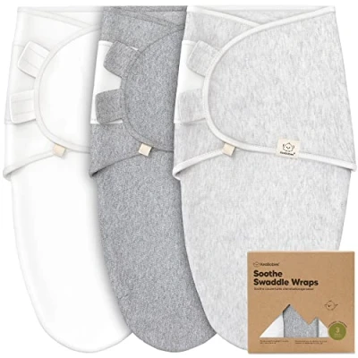 Abbildung von KeaBabies 3 Pack Bio Baby Schlafsack zum Pucken Ergonomische Pucksack 0 Monate, Babyschlafsack Neugeborene, Pucktuch Baby, Puck Pucksack, Wickeldecke (Cloud)