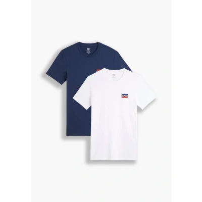 Abbildung von Levi&#039;s Crewneck Graphic 2 PACK Tshirt basic, Herren, Größe: Small, White/blue
