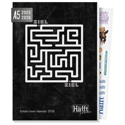 Abbildung von Häfft® Planer 2025/2026 A5 Softcover Schülerkalender, Schülerplaner, Hausaufgabenheft, Schulplaner &quot;Labyrinth&quot; nachhaltig &amp; klimafreundlich
