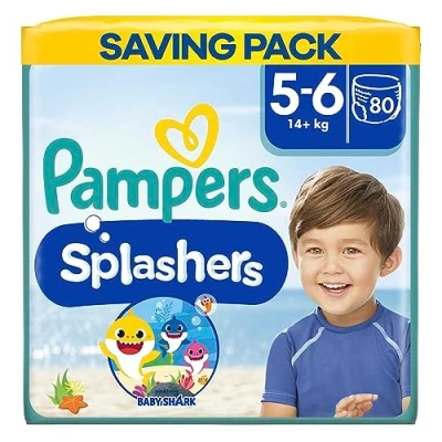 Abbildung von Pampers (Alte Version), Splashers Einweg Schwimmhose Größe 5/6 (14kg +) Fall von 8 Packungen zu 10