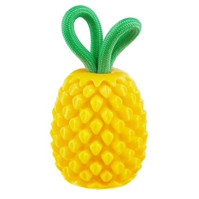 Abbildung von Outward Hound Planet Dog Dental Ananas Chew Toy and Interactive Treat Stuffer Durable Stuffable Toy, Yellow