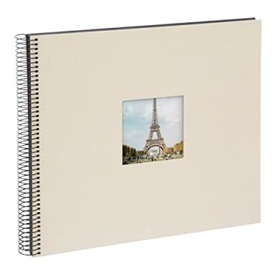 Abbildung von goldbuch 25323 Spiralalbum Bella Vista, Foto Album 35 x 30 cm, Fotoalbum mit 40 weiße Seiten, Erinnerungsalbum aus Leinen, Fotobuch für Bilder und Fotos zum Einkleben, Sandgrau