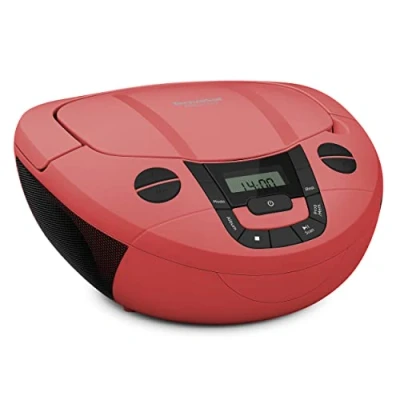 Abbildung von TechniSat Viola CD 1 tragbarer Stereo Player, Boombox mit praktischem Tragegriff (CD Radio für Kinder, UKW Radiotuner, Bluetooth Empfang, 2 x W RMS Leistung, Netz und Batteriebetrieb) rot