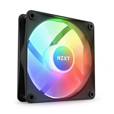 Abbildung von NZXT F120 RGB Core 120 mm nabenmontierter Lüfter 8 einzeln ansteuerbare LEDs Halbtransparente Lüfterblätter Hydrodynamisches Gleitlager PWM Steuerung CAM Software Schwarz