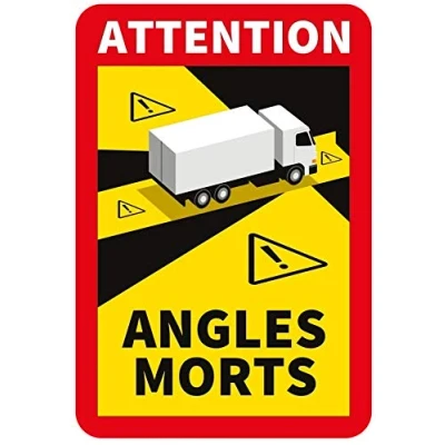 Abbildung von 30 Stück Attention Angles Morts für LKW und Wohnwagen 25 x 17 cm Aufkleber Sticker Hinweiszeichen Schild Frankreich mit UV Schutz speziell Außenbereich von STROBO
