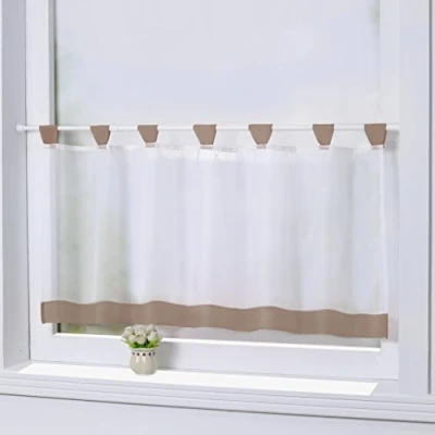 Abbildung von Joyswahl Bistrogardine Voile Schlaufen Scheibengardine Mia Küchen Transparenter Vorhang HxB 45x90cm Braun 1er Pack