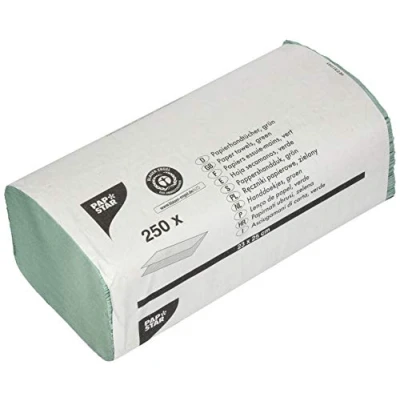 Abbildung von Papstar, 250 Blatt Handtuchpapier 23 cm x 25 grün Zick Zack, V Falz, 1 lagig, #17205