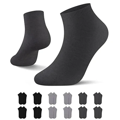 Abbildung von L&amp;K 12 Paar Herren/Damen Sneaker Socken Uni Farbe Füßlinge schwarz/grau 39/42 2301GE