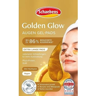 Abbildung von Schaebens Golden Glow Augen Gel Pads Multi Effekt reduzieren Augenringe und Schwellungen VEGAN