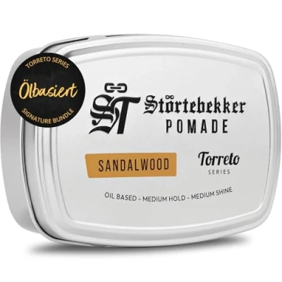 Abbildung von NEU: Störtebekker® Premium Pomade Ölbasiert Sandelholz Herren &#039;Torreto Series&#039; Mittlerer Halt Glanz Haarwachs 125ml Barbershop Haarpomade Haarstyling Made in Germany