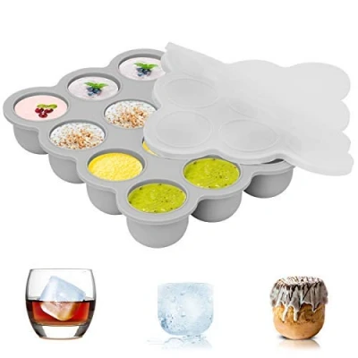 Abbildung von ZOUNICH Silikon Babynahrung Aufbewahrung Behälter, Babybrei Einfrieren mit Silikondeckel Behälter Gefrierschrank Tray, Wiederverwendbare Gemüse, Obst Purees, Saucen und Eiswürfel