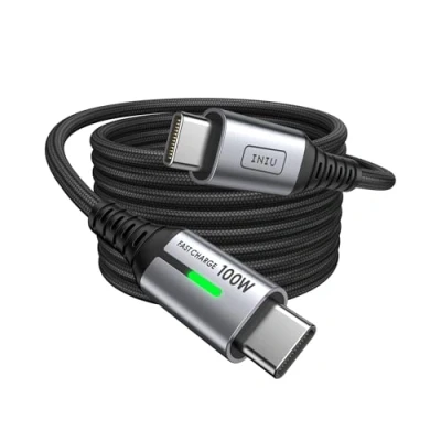 Abbildung von INIU USB C Kabel, 100W [2m] PD3.0 Schnellladekabel auf C, Nylon Geflochten Ladekabel Ladegerät für iPhone 16 15 Pro Samsung Galaxy S23 S22 S21 Pixel 7 iPad MacBook Air Tablets usw.