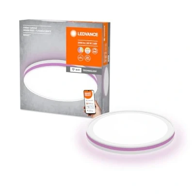 Abbildung von LEDVANCE ORBIS CIRCLE SMART+ WiFi Leuchte Ø 46cm, dimmbare runde LED Deckenleuchte für den Innenbereich, 28W, Farbtemperatur von 3000 6500K, 2400 Lumen, 2 Lichter weißes und farbiges Licht, weiß
