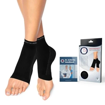 Abbildung von Dr. Arthritis Von Ärzten Entworfen Sprunggelenkbandage/Fußbandage Sprunggelenk (Paar) Knöchelbandage Sprunggelenk/Mittelfuß für Knöchelprobleme, Stützende Bandage Fußgelenk/Achillessehne [Schwarz, S]