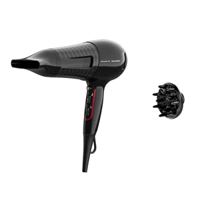 Abbildung von Rowenta x Karl Lagerfeld CV591L Powerline Haartrockner 2100 Watt Ionen Booster energiesparender Motor Kaltlufttaste 6 Geschwindigkeits /Temperatureinstellungen Thermo Control Schwarz/Rot