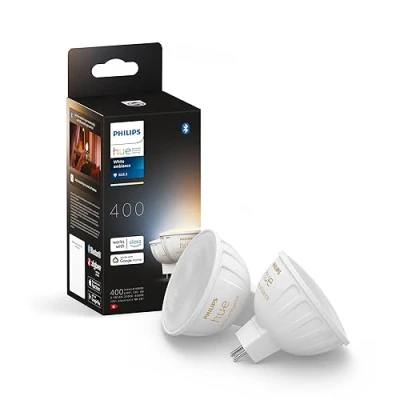 Abbildung von Philips Hue White Ambiance MR16 LED Lampe, dimmbar, alle Weißschattierungen, steuerbar via App, kompatibel mit Amazon Alexa (Echo, Echo Dot), Doppelpack