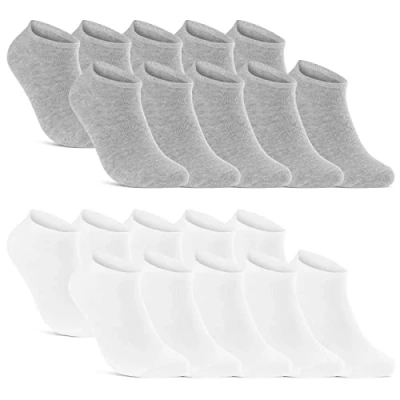 Abbildung von 10 20 30 Paar Sneaker Socken Herren Damen Schwarz Weiß Grau Baumwolle 16900 (10x + 10x 35 38)