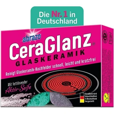 Abbildung von abrazo CeraGlanz Glaskeramik 2 Ceranfeldreiniger, antibakterieller Reiniger, Ceranfeld Herdreiniger, Herd kratzfrei reinigen