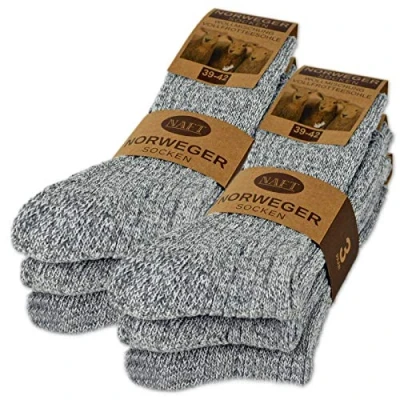 Abbildung von 6 Paar Norweger Socken mit Wolle Damen &amp; Herren Wintersocken Schwarz Grau Anthrazit 10500 (Grau 39 42)